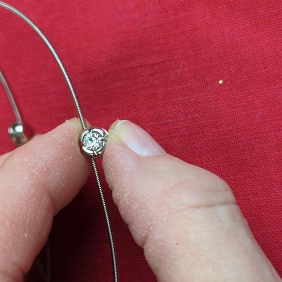 Three Tiered Necklace With CZ Crystals - Picture 5 of 7